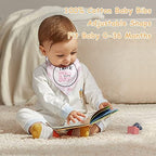 Baby Shower Gifts, Baby Girl Gifts Set Newborn Blanket Elephant Lovey Baby Security Blanket Wooden Rattle Toy, Funny Bibs Socks & Greeting Card, New Girls Baby Gift Basket Essentials - Image 3