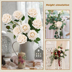 Artificial Flowers Realistic Roses, 100pcs Real Looking Fake Roses with Stem for DIY Wedding Bouquets Centerpieces Bridal Shower Party Home Romantic Decorations (Champagne) - Image 4