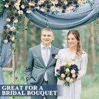 Zeyune 8 Pack 12 Inch Artificial Rose Bouquet, Navy Blue and Champagne - Image 3