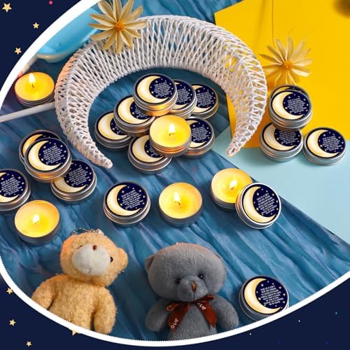MTLEE 50 Pcs Over The Moon Baby Shower Candles 1 Oz, Blue - Image 2