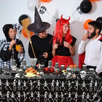 Funnymoom 452 Pcs Halloween Skeleton Party Decorations, Human Bones Dancing Skeleton Paper Plates Napkins Cups Tablecloth Cutlery Straws for Spooky Ghost Themed Birthday Party Supplies, Serves 50 - Image 5