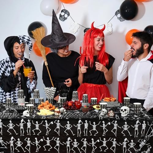 Funnymoom 452 Pcs Halloween Skeleton Party Decorations, Human Bones Dancing Skeleton Paper Plates Napkins Cups Tablecloth Cutlery Straws for Spooky Ghost Themed Birthday Party Supplies, Serves 50 - Image 5