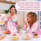 Funnymoom 400 Pcs Gingham Party Supplies for 50 Guests Pink and White Paper Plates and Napkins Knives Spoon Fork Cup Disposable Checkered Dinner Party Set Cutlery for Baby Shower Wedding Favor - Image 6