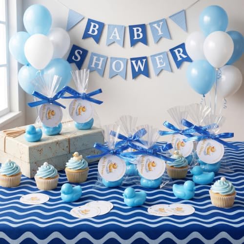 Leelosp Duck Soap Party Favors Gift with Transparent Bags and Thanks Tag for Baby Shower Guest Reveal Baptism Shower Wedding Birthday Summer Party Favor Decorations Supplies(50 Sets,Blue) - Image 2