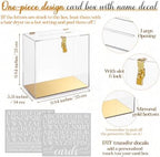 Novabright 10" Wedding Acrylic Card Box, Clear,Gold, Elegant Style - Image 2