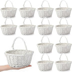 Barydat 12 Pcs Small Wicker Basket with Handle, White, 9" X 7" X 4" by home