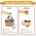 Greenwhisper ‌Large Woven Gift Basket with Handles - Empty Bamboo Basket for Gifts (Adults/Wine/Christmas) (BROWN, 6PC SMALL) - Image 4