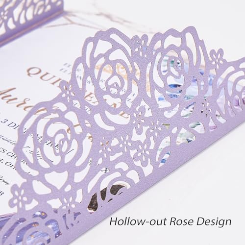 Purple Butterfly Laser Cut Wedding Invitations 50pcs Custom Invitation Card - Image 5