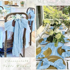 25 Pack Baby Blue Cheesecloth Table Runner 17 x 108 Inch Gauze Table Runner Fabric Semi Sheer Cheese Cloth Table Decor Bulk for Rustic Romantic Wedding Baby Shower Table Decoration - Image 3