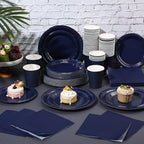Tioncy 200 Pcs Navy Blue Disposable Paper Plates Cups Napkins - Image 5
