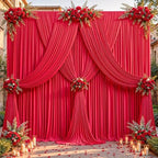32ftx10ft Wrinkle Free Red Backdrop Curtain - 10 Feet Photography Backdrop Drapes, Silky Polyester Back Drop Cloth for Wedding Baby Shower Balloon Arch Background by Unknown