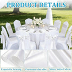 25 Pcs White Chair Sashes, Wedding Bow Decor 108in x 7in, Polyester Fabric Sash Ties for Banquet Seating, Folding Chairs, Reception Aisle, Party Decorations - Image 5