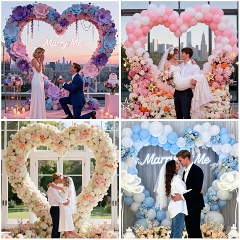 6.6 FT Heart Arch Stand, Balloon Arch Stand Kit with Base - Gold Heart Shaped Wedding Arch Frame for Proposal, Valentine‘s Day Backdrop, Birthday, Baby Shower Decor（Gold） - Image 5