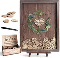 Y&K Homish Wedding Guest Book, Guest Book Alternative Favors with 80 Hearts & Green Wreath, Wedding Decorations for Reception(Rustic Brown) by YKHomish