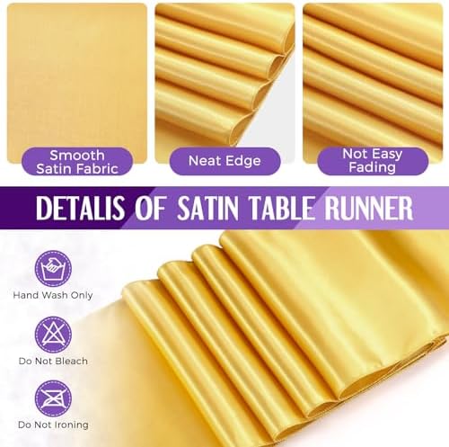 Tudomro 16 Pcs Purple and Gold Round Tablecloth and Satin Runner Set - Image 4