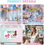 Boots or Bows Gender Reveal Decorations, Baby Boy or Girl Party Decor Backdrop Balloon Garland Banner Tablecloth Cake Cupcake Topper Box Sash Pink Blue - Image 4
