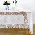 LuoluoHouse White Lace Tablecloth 6pcs Table Fabric 60x120 Inch for Rustic - Image 2