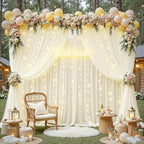 10ft×10ft Wrinkle Free Ivory Backdrop Curtain Drapes, 2 Panels 5ftx10ft Sheer Tulle Chiffon Backdrop Panels Curtains for Wedding Baby Shower Birthday Party Stage Photo Home Decorations - Image 3