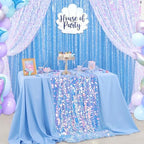 QueenDream Rectangle Sequin Blue Mermaid Tablecloth - 51x106 Inch Sequin Fabric Rectangle Table Cloths Mermaid Birthday Ocean Party Decoration - Image 4
