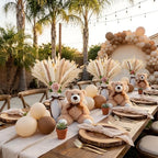 4 Sets 125 Pcs Bear Baby Shower Table Centerpiece with Bear Stuffed Animals Brown Dried Pampas Grass Artificial Flower Plastic Vase for Boho Wedding Bridal Reveal Birthday Baby Shower Decor - Image 6