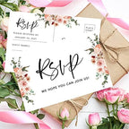 Andaz Press 56-Pack Personalized RSVP Postcards for Wedding Neutral Coral Florals Cardstock Response Reply Cards for Bridal Shower Baby Shower Birthday Event Custom Date and Return Address 4 x 6-Inch - Image 3
