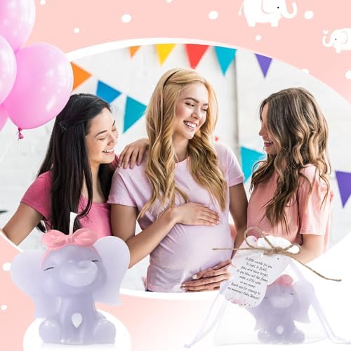 Conelist 25 Set Baby Shower Candles Favors Elephant for Guests, Pink - Image 5