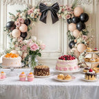 15x10ft Bow Wedding Photography Backdrop Black Bow Floral Balloons Backdrops White Vintage Wall Background Coquette Banner for Girls Birthday Party Decorations - Image 3