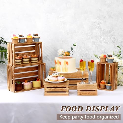 CroBlissful 6 Pcs Decorative Wood Crate Storage Display, Classic Color - Image 3