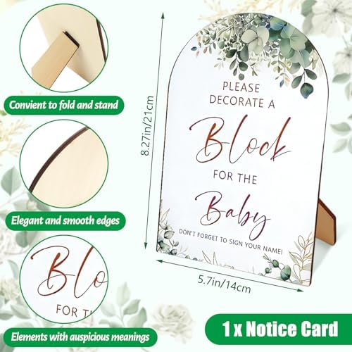 Fayoo 134 Pcs Wood Blocks to Decorate, Wood Games Kit with Wooden Blocks Prediction and Advice Card Clothes Pins Storage Box Game Sign Markers(White) - Image 4
