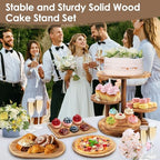 Esmorah Rustic Wooden Dessert Table Display Set of 4, Round Cupcake Stand - Image 4