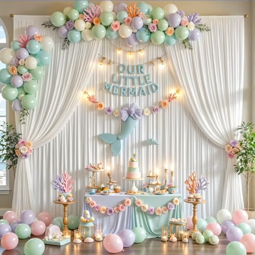 20x15ft White Backdrop Curtains for Parties Wrinkle Free Fabric Backdrop Curtain Wedding Photo Drapes Backdrop for Birthday Party Baby Shower Bridal Shower Photography Stage Back Drop 4 Panels 5x15FT - Image 3