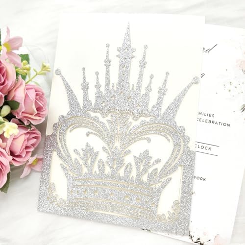 20 sets Laser Cut Crown wedding invitation pockets,Quinceañera Invitations, Sweet 16 Invitations,1 birthday invitations,and etc. - Image 3
