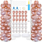 2 Sets Adjustable Balloon Column Stand Kit with Bases（Rose Gold Confetti） by Naozinebi
