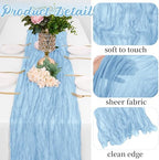 16 Pack Baby Blue Cheesecloth Table Runners 20x120 Inch Gauze Table Runner 10FT Easter Cheese Cloth Table Runner Rustic Sheer Runner for Wedding Baby Shower Birthday Party Table Decor - Image 3