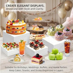 6 PCS Acrylic Buffet Risers and Stands, (10" 9" 8" 7" 6" 5") Food Risers for Buffet Table, Dessert Table Display Set, White Acrylic Cube Boxes for Parties, Catering, Jewelry & Collectibles - Image 2
