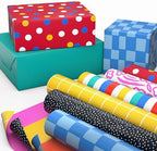 Hallmark Reversible Wrapping Paper Rolls - Checkered, Solids, Stripes, Polka Dots, Flowers, Gift Wrap Paper (Set of 6 Rolls: 150 sq. ft. ttl.) for Birthday, Christmas, Baby Shower, Graduation, All Occasion - Image 3
