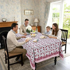 Ridhi Sangria Red Hand Block Print Cotton Tablecloth 120 x 80 Inch - Image 3