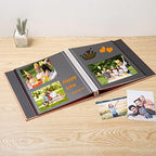 Large Photo Album Self Adhesive for 4x6 8x10 Magnetic Scrapbook Album DIY 60 Black Sticky Pages Linen Cover Photo Album(Orange) - Image 2