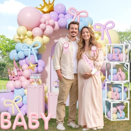 Princess Baby Shower Decorations, 156 PCs – A Little Princess Is On Her Way Party Supplies With Floral Backdrop, Pastel Balloon Garland, Oh Baby Foil Balloons, Mom to be Sash - Image 5