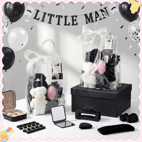 Aliceset 92 Pcs Baby Shower Prizes for Game Party Winners Baby Shower Favors Gifts Includes Hair & Beauty Accessories Jewelry Box with Gift Bag for Gender Revealed Wedding Bridal Party Favors(Black) - Image 4