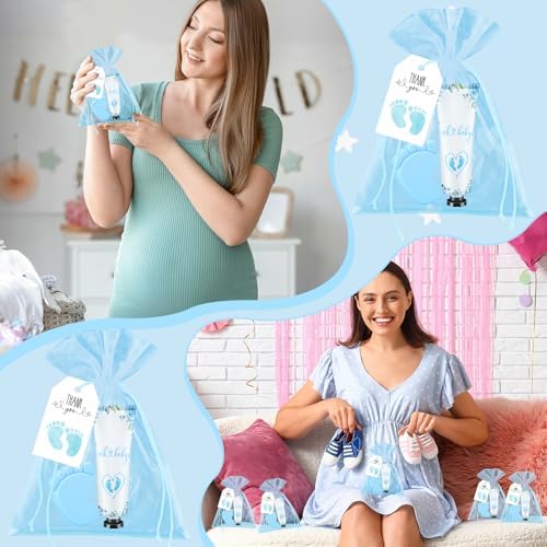 25 Sets Baby Shower Favors for Guests Hand Cream Baby Feet Scented Soap Party Favors Blue Baby Shower Guests Gifts with Organza Bags and Thanks Tags for Baby Shower Wedding Party - Image 4