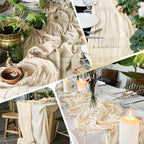 14 Pack Ivory Cheesecloth Table Runner 17x108 Inch Semi Sheer Boho Gauze Cheese Cloth Fabric Table Runners, for Wedding Party Baby Shower Birthday Home Decor Garden Farmhouse - Image 5