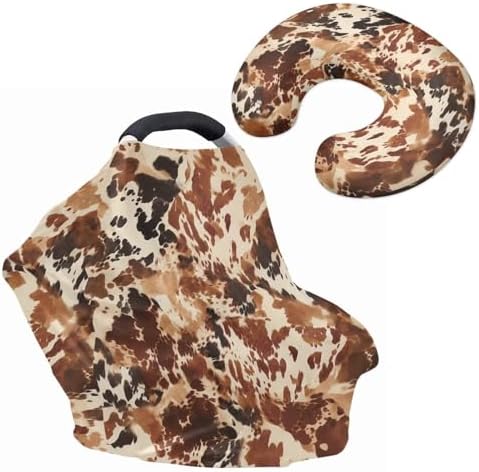 Brown Cow Print Car Seat Covers High Stretchy Breathable Breastfeeding Covers Multi-use Breastfeeding Pillow Cover Newborn Registry & Shower Gift for Baby by Unknown