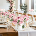 Auihiay 10PCS Flower Centerpieces for Tables, Pink Hydrangeas and Roses - Image 3