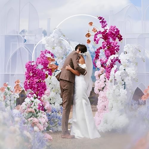 Asee'm White Metal Wedding Arch Backdrop Stand Set of 2 (7.2FT, 6FT) - Image 5