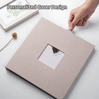HoneyTolly Large Photo Album Self Adhesive, DIY Scrapbook Album for 4x6 8x10 10x12 Pictures, 60 Pages Linen Cover Memory Book, Ideal Gift for Family Wedding Baby Christmas Anniversary(Beige) - Image 2