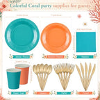 Mimorou 175 Pcs Tropical Coral Plates and Napkins Party Supplies - Image 3