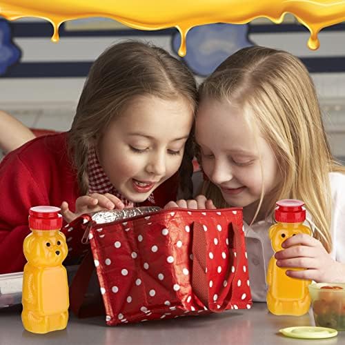 Thenshop 36 Pcs 8 oz Plastic Honey Bear Bottle Clear Squeeze, Red Lid - Image 6
