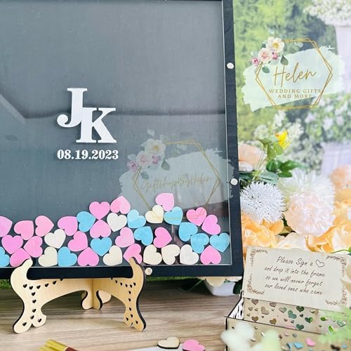 Personalized Wedding Guest Book Alternative Wooden Heart Drop Box Frame - Image 4