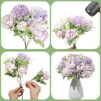 Tigeen 12 Bundles Artificial Flowers Bouquet Silk Peonies, Light Purple - Image 3